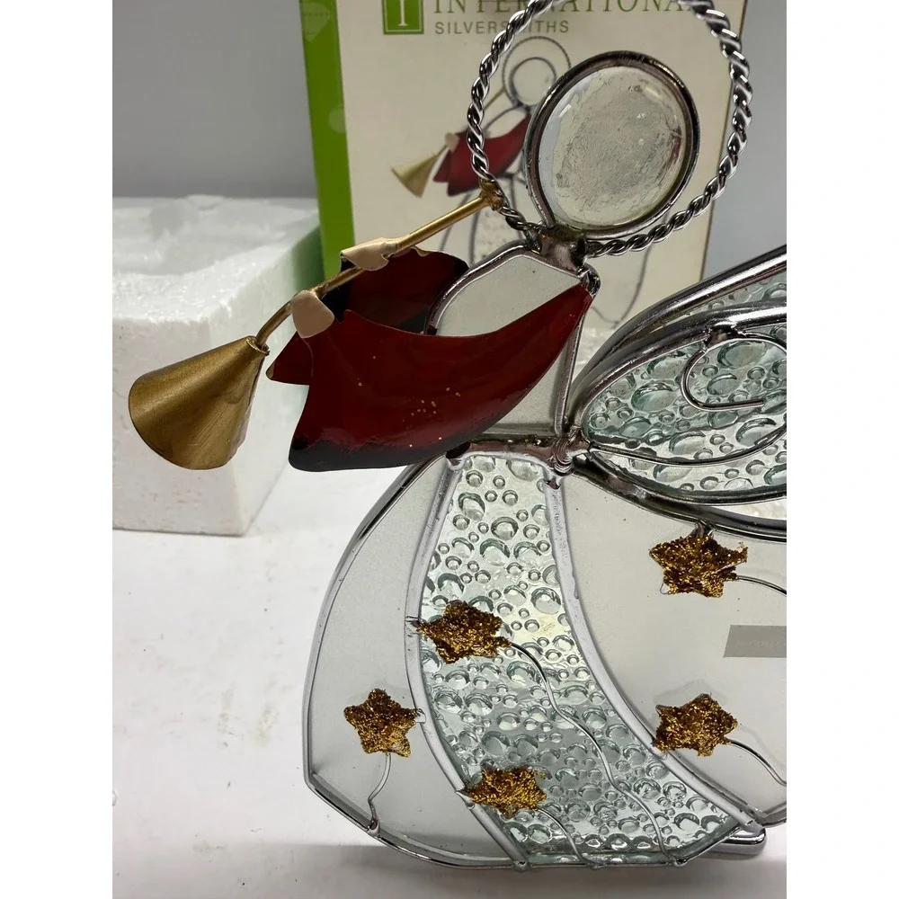 International Silversmiths Stained Glass Christmas Angel Votive Holder 4003679